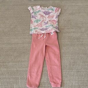 H&M Kids Dinosaur Print Tee - Pink sweatpants sz 6x/7